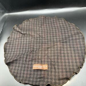 Alexander Olch Dark Brown Circular Plaid Pocket Square